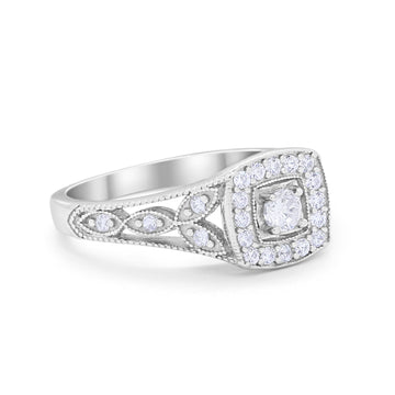 Art Deco Bridal Engagement Ring Simulated CZ 925 Sterling Silver
